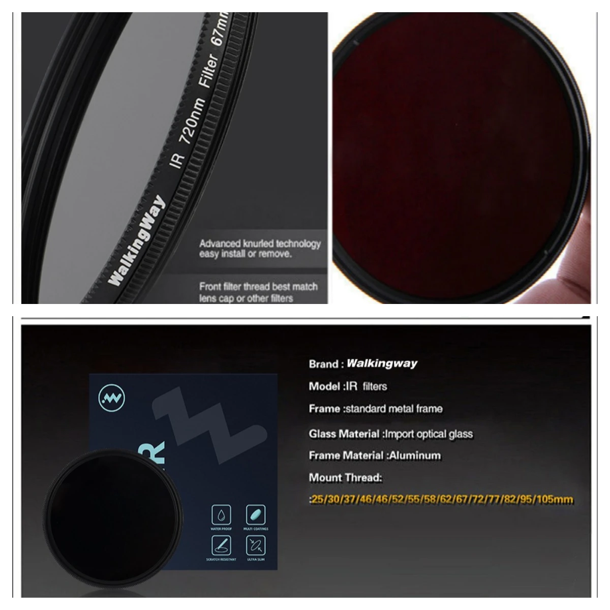 Zomei Infrared IR Filter 680nm 720nm 760nm 850nm 950nm X-RAY Infrared Filter for SLR DSLR Camera Lens Nikon Canon Sony