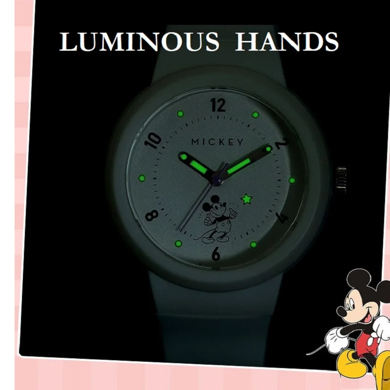 Imagem -04 - Relógio de Pulso Disney Mickey Mouse para Meninas Japão Quartzo Dial dos Desenhos Animados Impermeável Relógio para Jovem Senhora Crianças Estudante Relógio de Pulso Luminoso