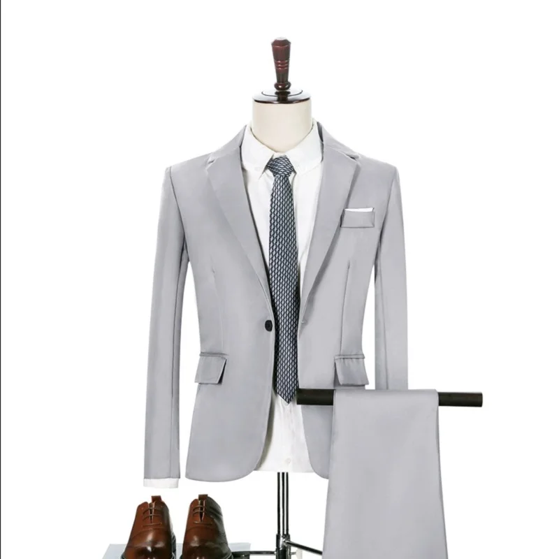 W-68 Studio Performance Petit trempé Slim Fit Solide document Deux pièces imbibé Hôte Robe Hommes GroomTIME imbibé Ensemble