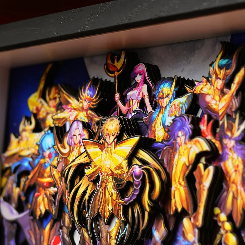 Retrato da família de saint seiya, pintura estereoscópica 3d, acessórios de anime, modelo artesanal, plataforma de jogo, artesanato, presente de aniversário
