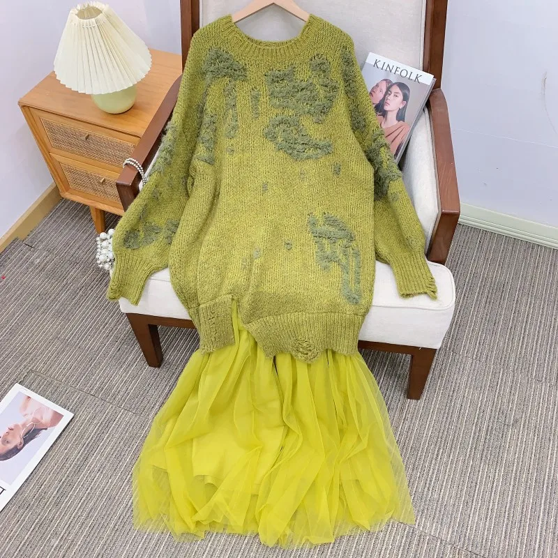 

Новая женская вязаная юбка А-силуэта Qinghan Snow из мягкой акриловой ткани для осени и зимы, повседневная, с круглым вырезом