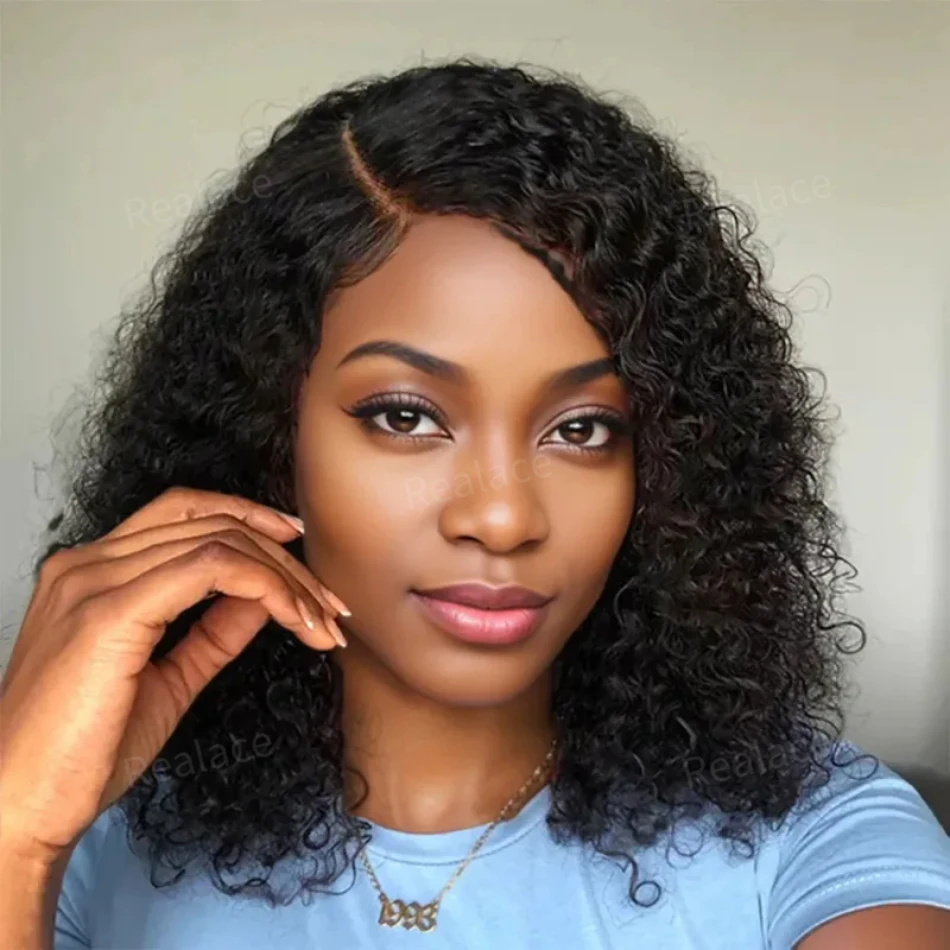 

13x6 Lace Frontal Human Hair Wig Brazilian Short Bob Deep Wave 13x4 Transparent Front Curly Closure on sale Wigs For Women