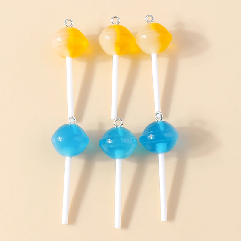 10Pcs Zucker Candy Lollipop Harz Charms Diy Erkenntnisse Kawaii 3D Keychain Ohrring Anhänger Charme Für Schmuck Machen Zubehör