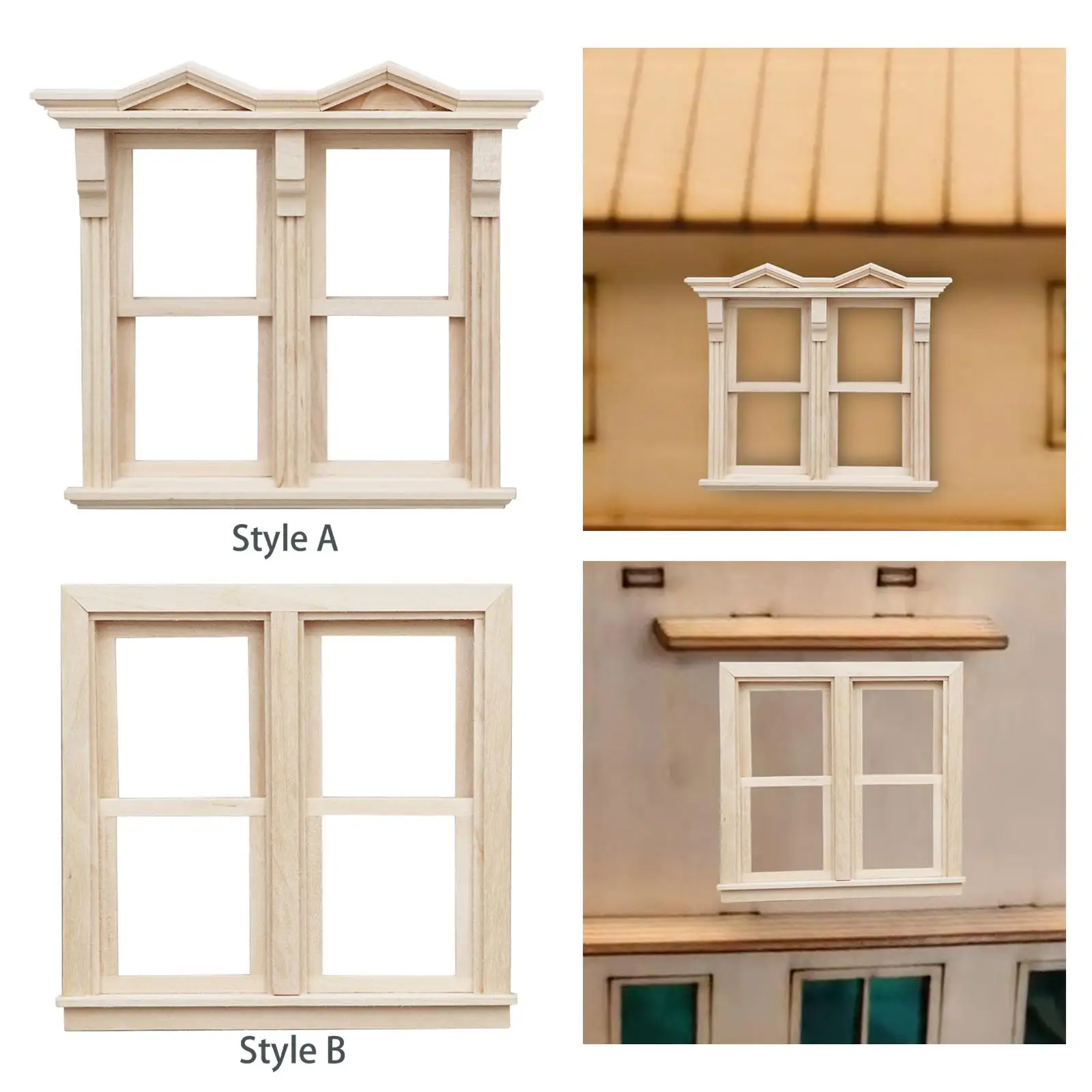 1/12 Dollhouse Miniature DIY Wooden , Dollhouse , Miniature Furniture Window