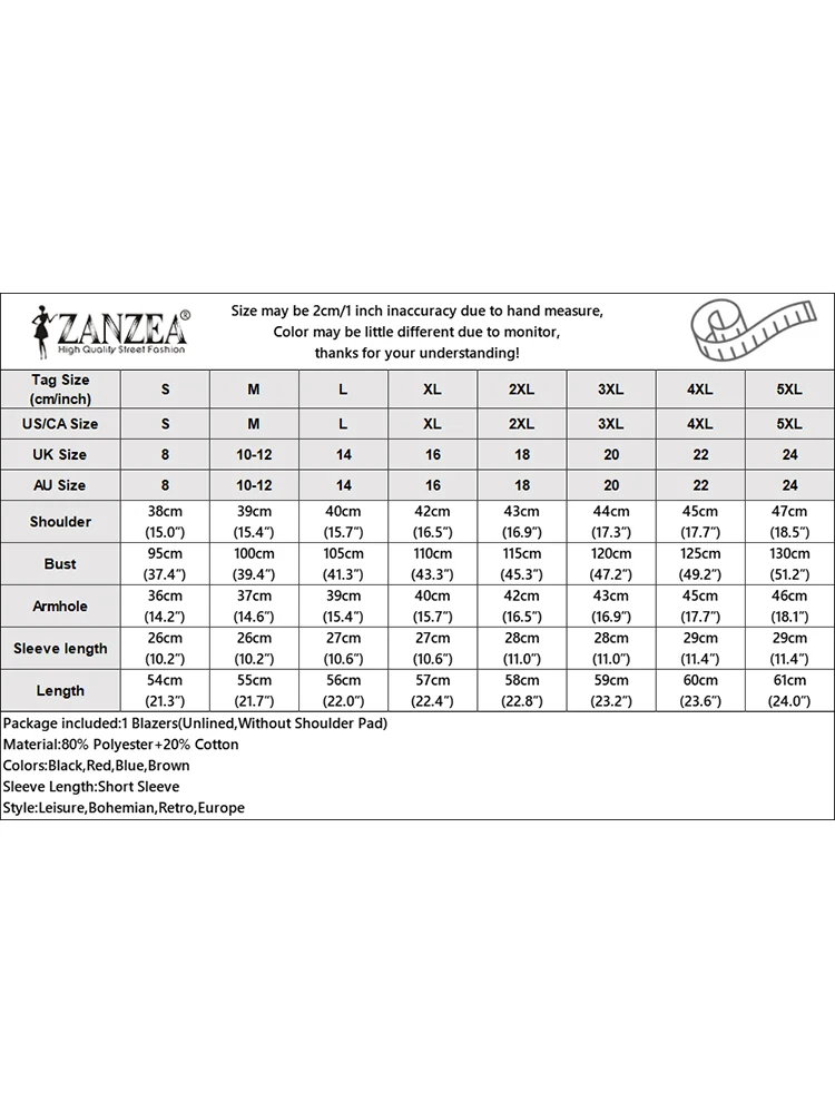 ZANZEA Elegant Chic Women Short Blazer 2026 Spring Fashion Lapel Neck Short Puff Sleeve Checked Suit Jackets Woman Outerwear 3XL