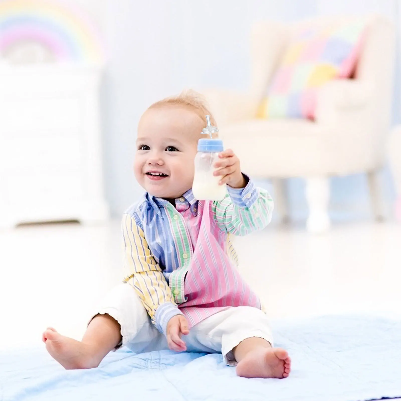 

4Pcs Baby Bottle Straws Replacement Wide Mouth Silicone for Baby Milk Cup Feeding Accessories Milk Bottle Straw