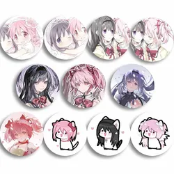 Japanese Manga Puella Magi Madoka Magica Brooch Pins Cute Anime Character Homura Miki Sayaka Cosplay Badge Clothes Accessories