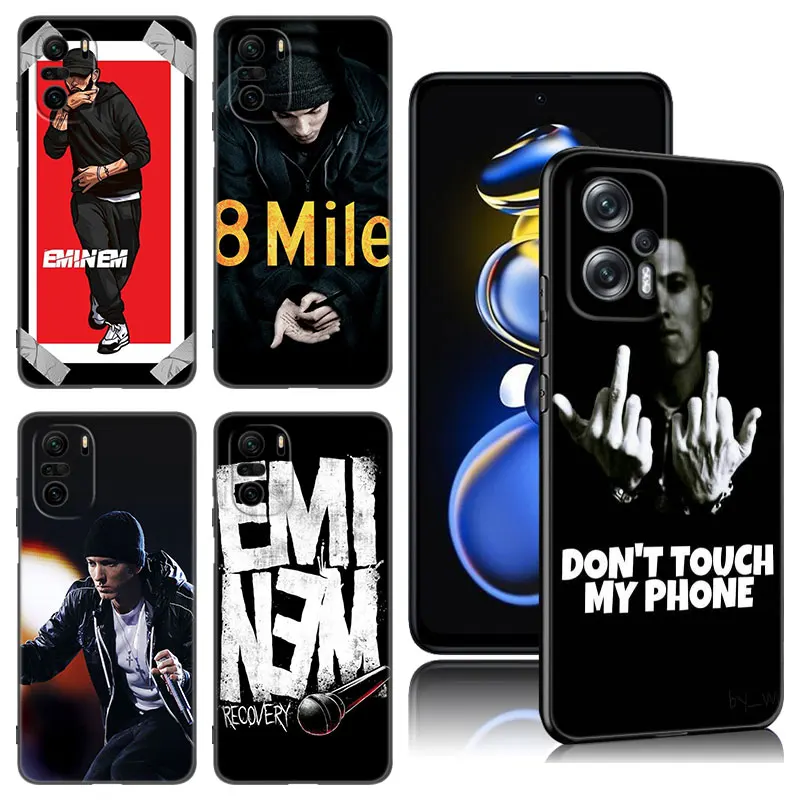 Rapper Eminem Black Silicone Phone Case For Xiaomi POCO X3 X4 NFC F5 M3 M4 M6 X5 X6 Pro F3 F4 GT 5G C55 C65 M5