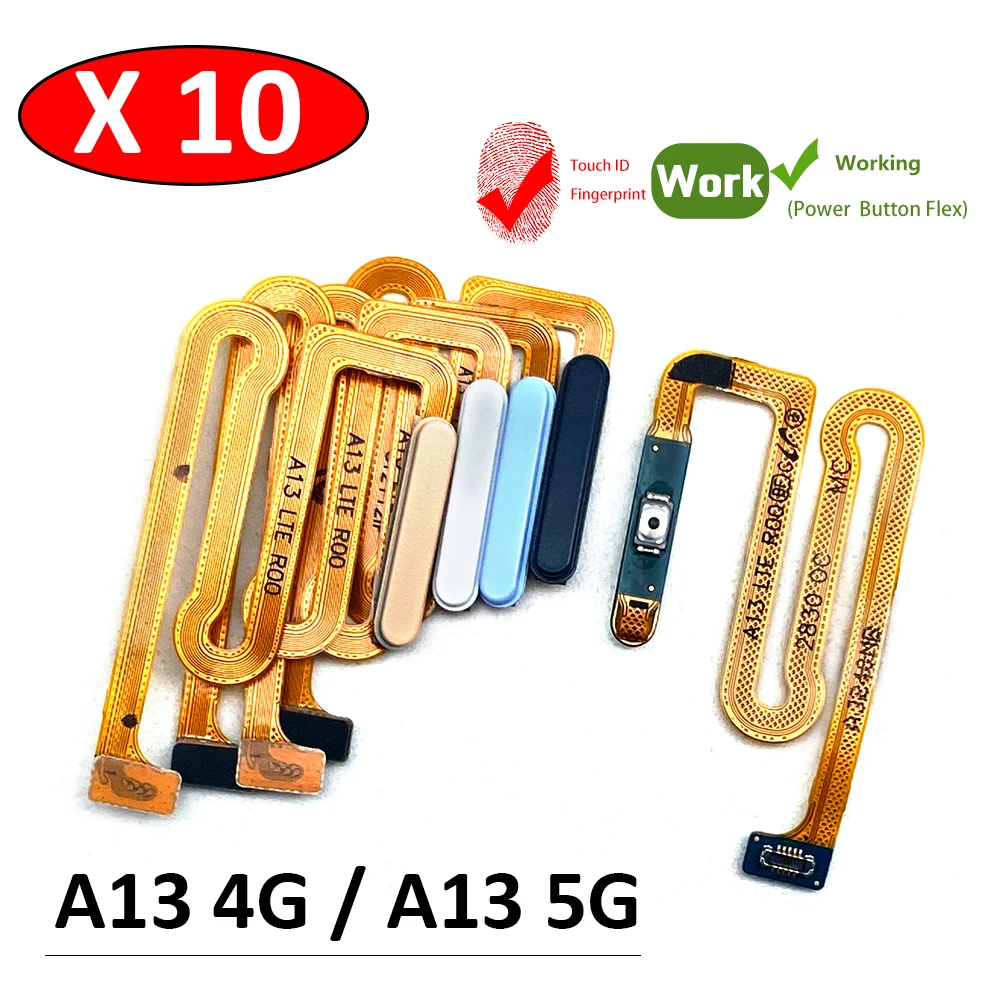 10Pcs/Lot, For Samsung A13 4G A135F / A13 5G A136B / A23 4G 5G Fingerprint Sensor Home Return Key Menu Button Flex Cable