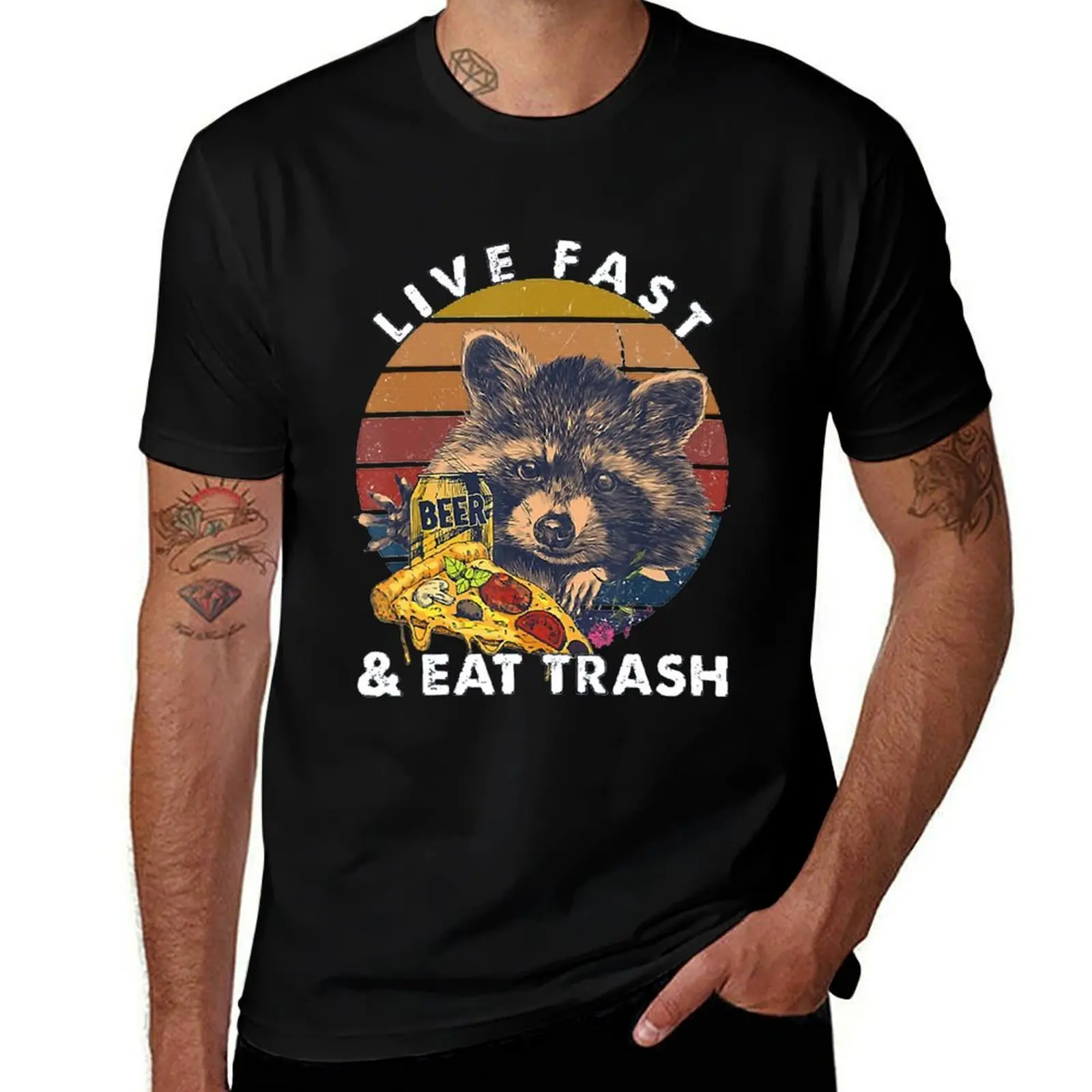 

shirts white for t pack Funny man Vintage man for shirts Eat Trash cotton Raccoon t T-Shirt Beer Tacos And Fast Live