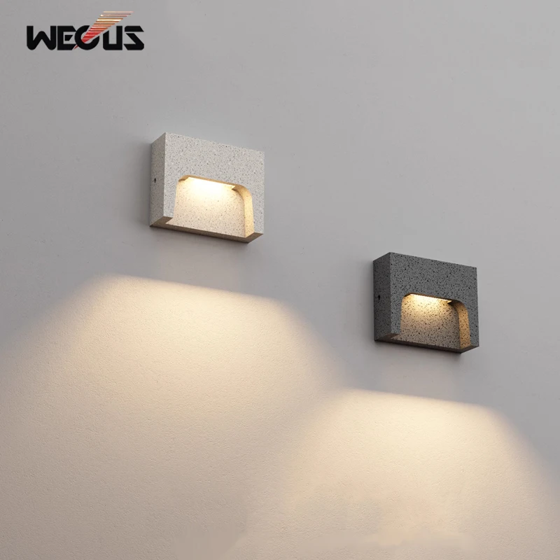 Micro Concrete Outdoor Waterproof Step Light Minimalist Villa Garden Corridor Corner Passage Stair Wiring Wall Lamp