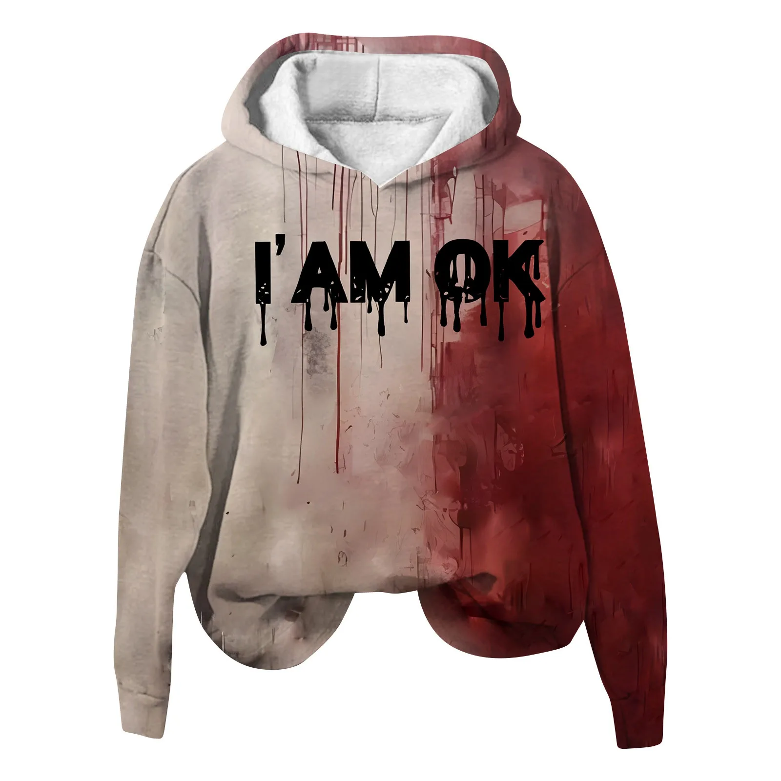 Women'S Halloween Fall/Winter Trend Hoodie Bloody Print Hoodie Sweatshirt Off Shoulder Long Sleeve Plus Fleece Warm Hoodie