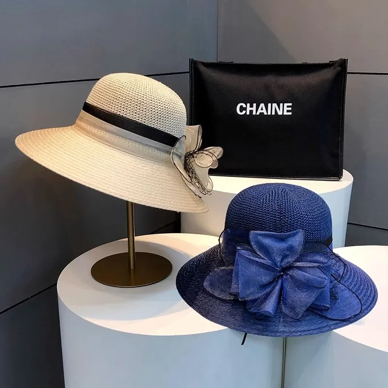 Women's Fashionable High-End European Voile Sun Hat Summer Outdoor Beach Hiking Gift Hat with Sun Protection