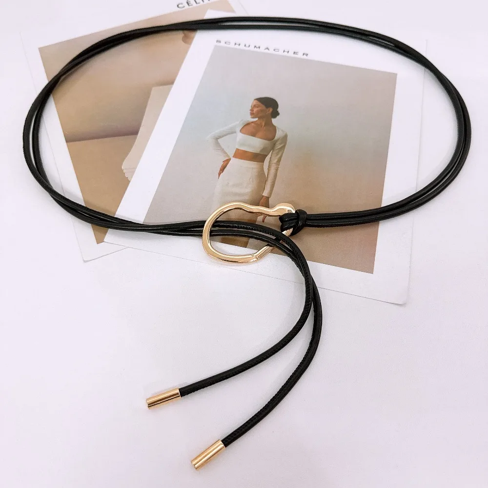 Fashion Slimming Leather Rope Waist Chain Multi-Use Versatile Waist-Cinching Belt Simple Elegant Waist Rope Party