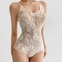Sexy See Through Lace With Lining Backless Spaghetti Strap Bodysuit Woman Sling Tight Short Jumpsuit Slim Fit Rompers Playsuits - Image 4