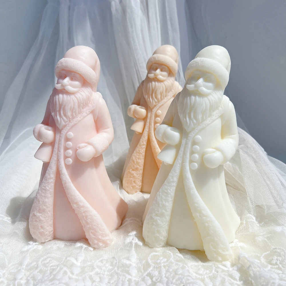 Cute Santa Claus Candle Mold Father Christmas Resin Silicone Mold Kriss Kringle Plaster Gypsum Mould For Home Decor