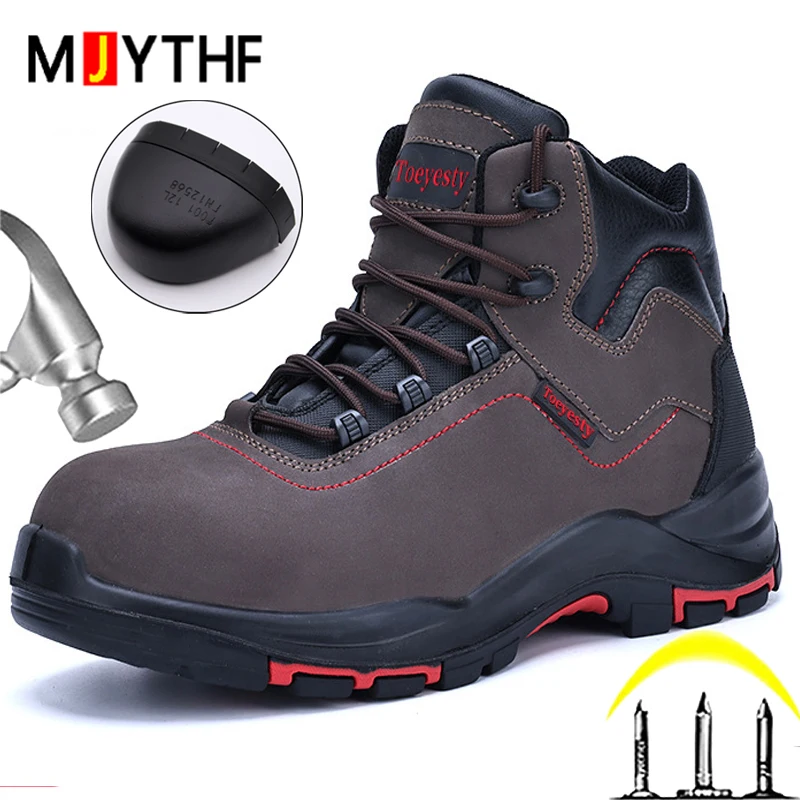 Genuine Leather Men Boots Safety Shoes Waterproof Safety Boot For Engineers Work Shoes Puncture-Proof Indestructible Shoes 2026