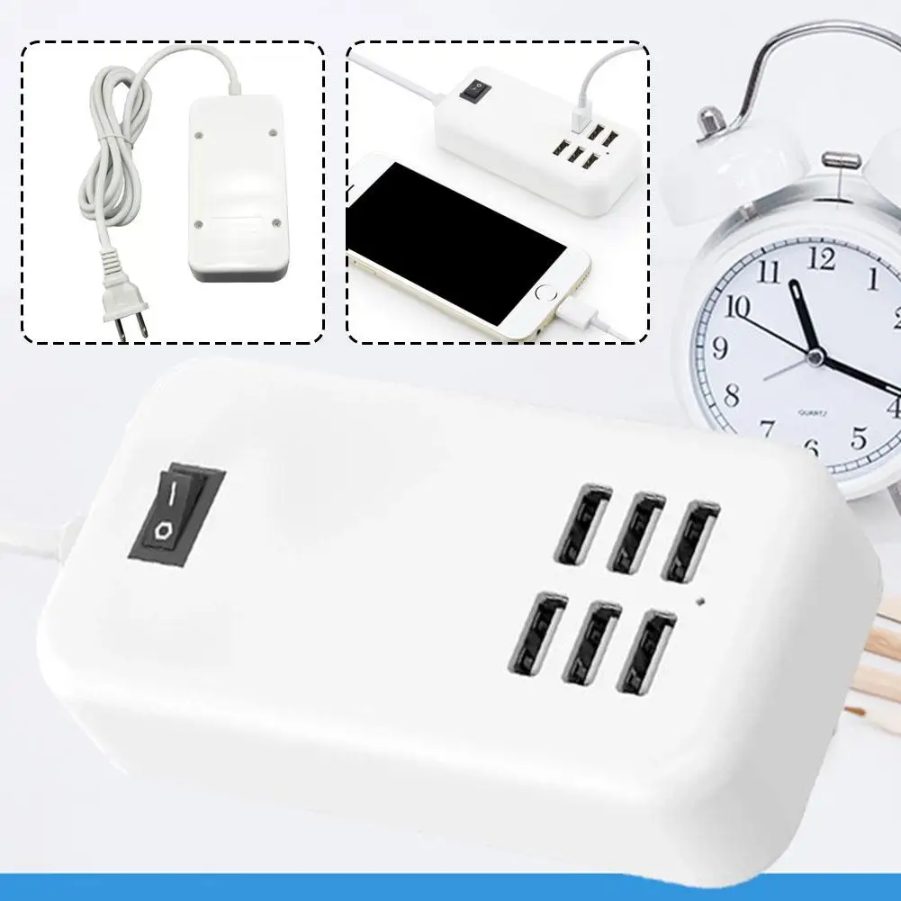 6 Port Usb Hub Desktop Wall 30w Charger Ac Power Adapter Us Charging Plug Socket Plug Extension Eu With Switcher Slots Outl M4z1