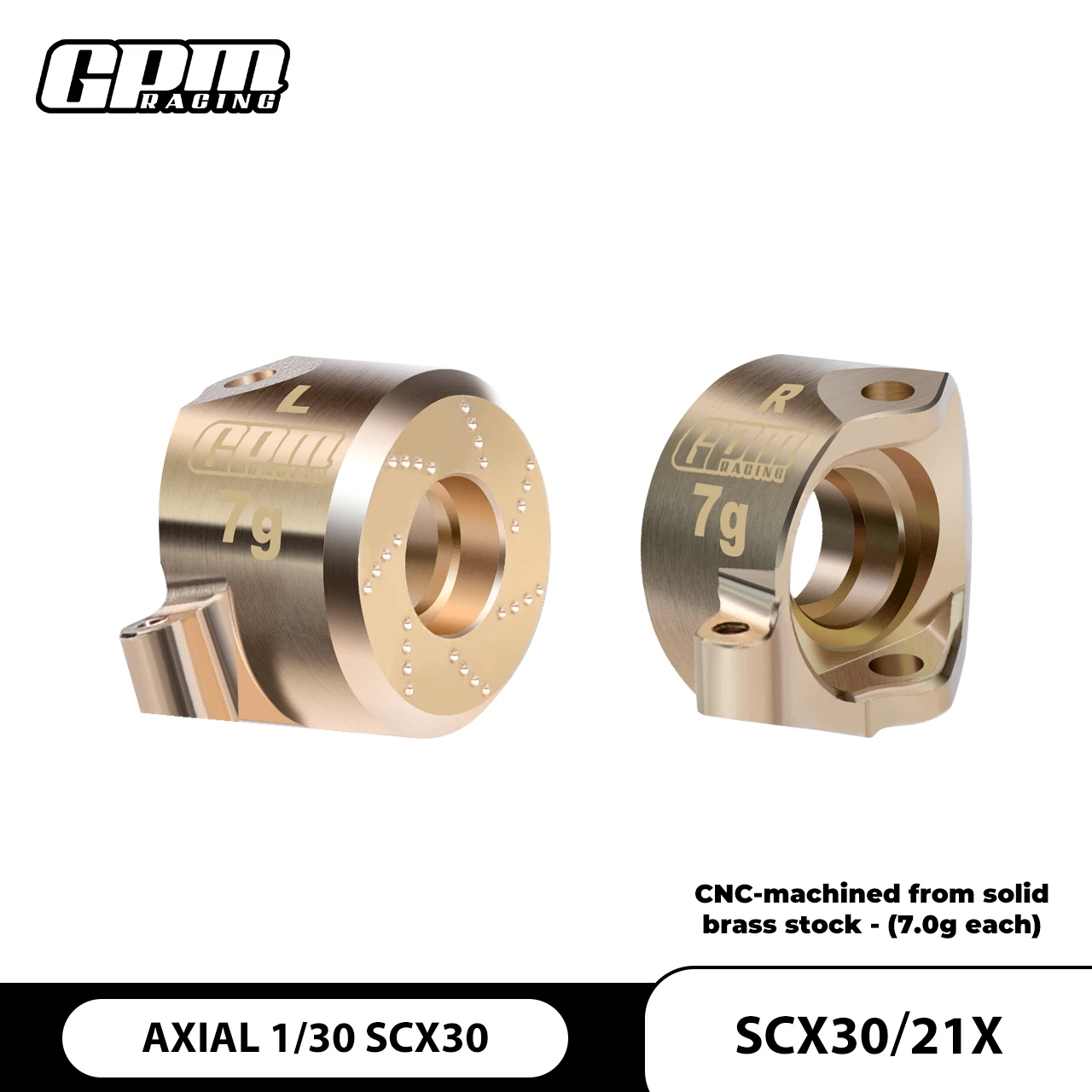 Blocos de direção dianteiros de latão GPM (7g) 2PCS AXIAL 1/30 SCX30 Ford Bronco Jeep-AXI-2261