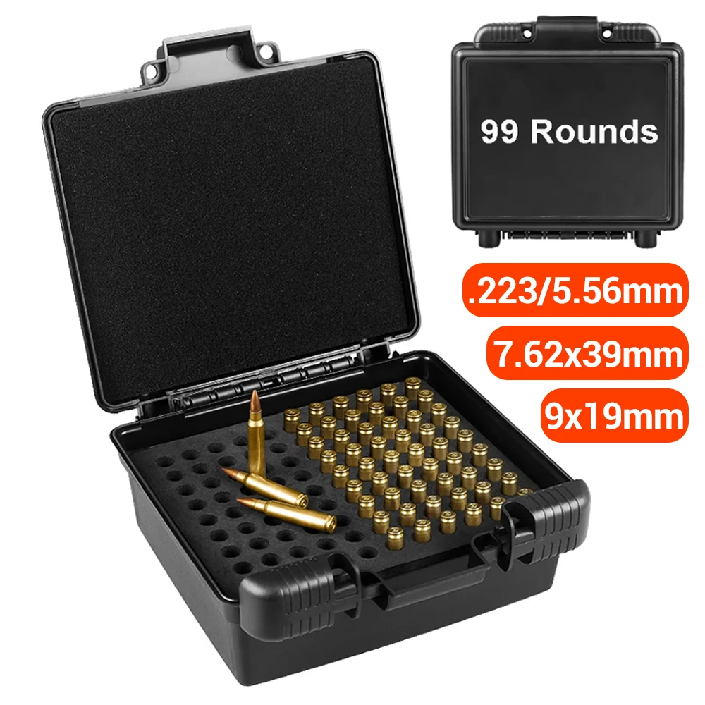 Pojemnik na amunicję 99 naboi 9mm 7.62mm .223 Organizer na pociski Taktyczny wodoodporny pojemnik na amunicję