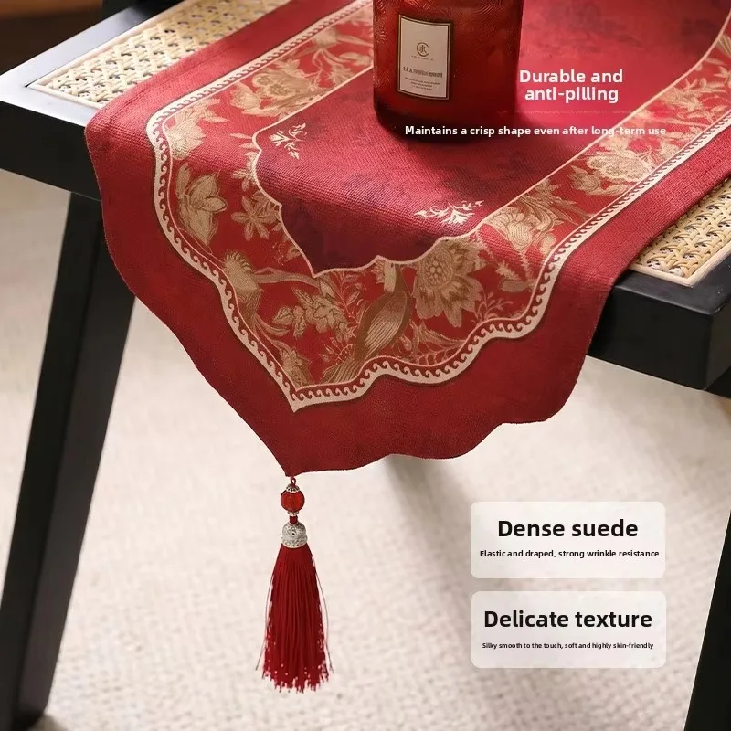 Wedding Special-shaped TV Cabinet Table Flag Red Festive Chinese Wedding Room Coffee Table Dining Table Decor Flag Tablecloth