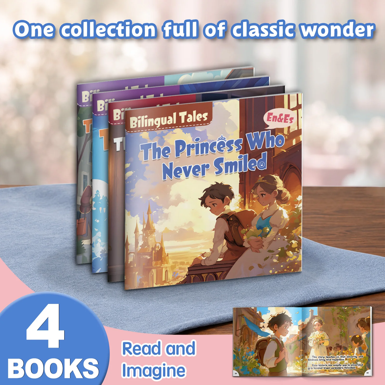 Classic Fairy Tales in English & Spanish, 4-Volume Bilingual Reading Collection with Timeless Stories