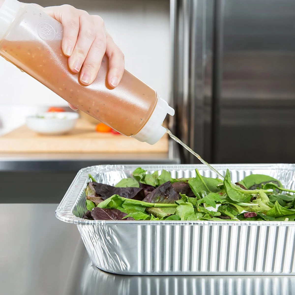 Botellas de plástico para salsa de gran capacidad, botellas exprimibles de doble cabezal, dispensador de tomate, herramientas de cocina