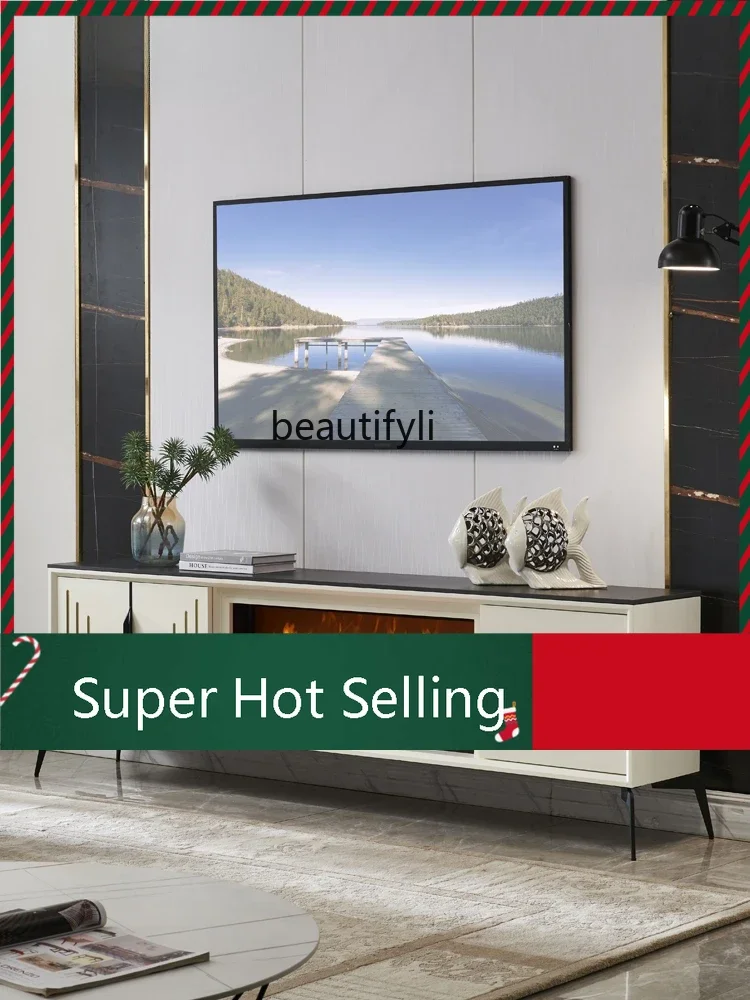 

D071 2 M Light Luxury Stone Plate TV Cabinet Fireplace Curio Cabinet Living Room Villa Led Simulation Flame L Stove Core