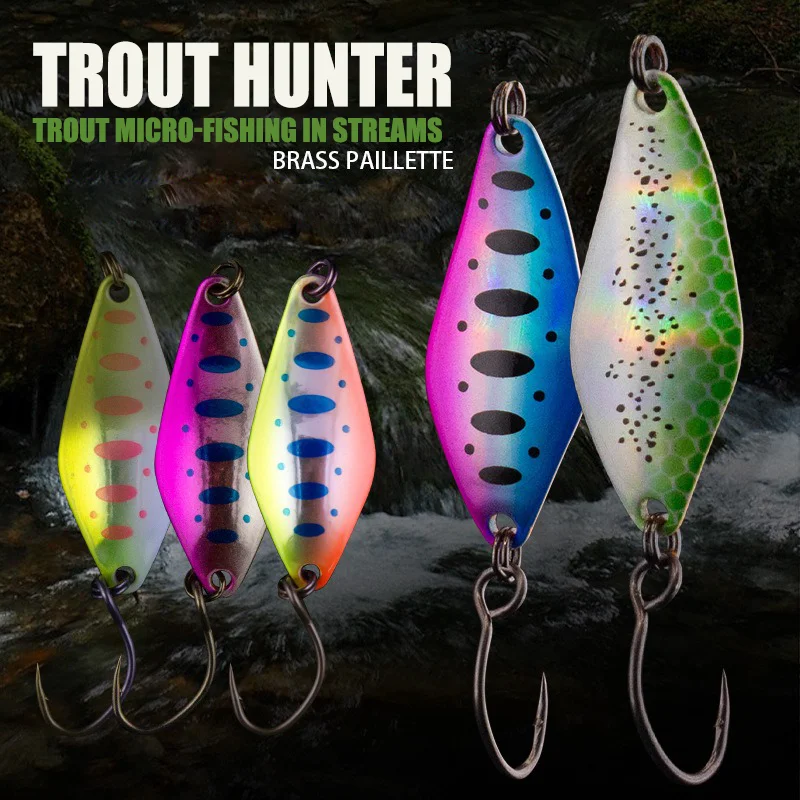 2 Stück Löffelköder 1,6g 2,4g 3,2g Kupfer Metall Spinner Angelköder MicroBait mit Mustad-Haken Forellen-Minnow Flussangel-Zubehör