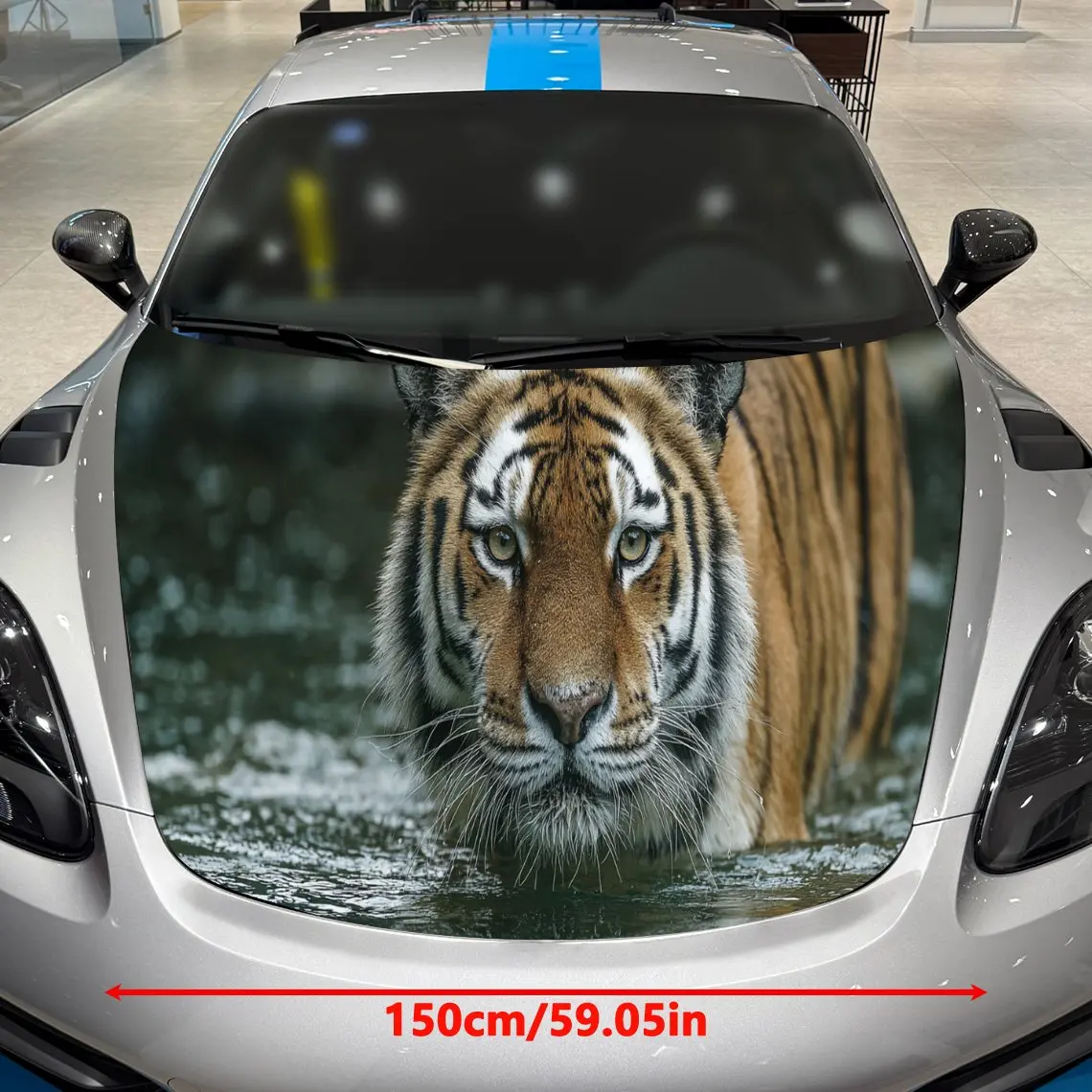 Cool Water Tiger Car Hood Stickers - Self-Adhesive, Waterproof and Durable Vinyl Wrap, Decorate And Protect Your Car - The Gift