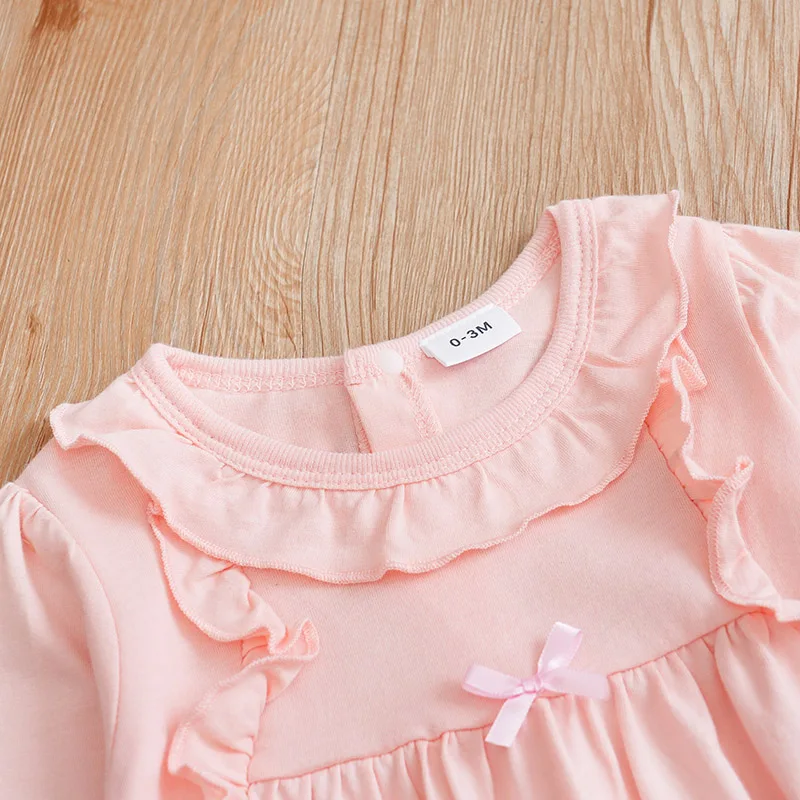 Newborn Baby Girl Clothes pink color girl Comfortable cotton Spring and autumn long sleeves Outfit for Toddler Girl 0-18 Months