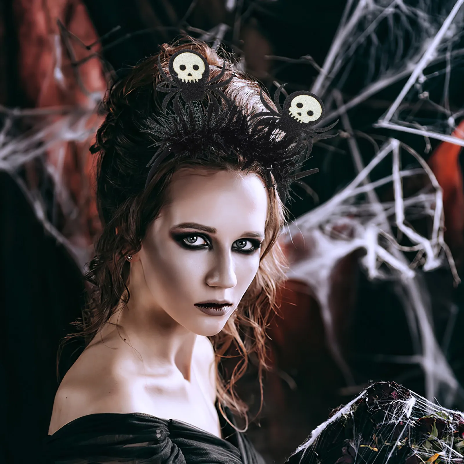 Halloween Spider Headband Skull Design Hair Hoop for Women Adults Comfortable Wear Long Time Party Carnival Cosplay Prop
