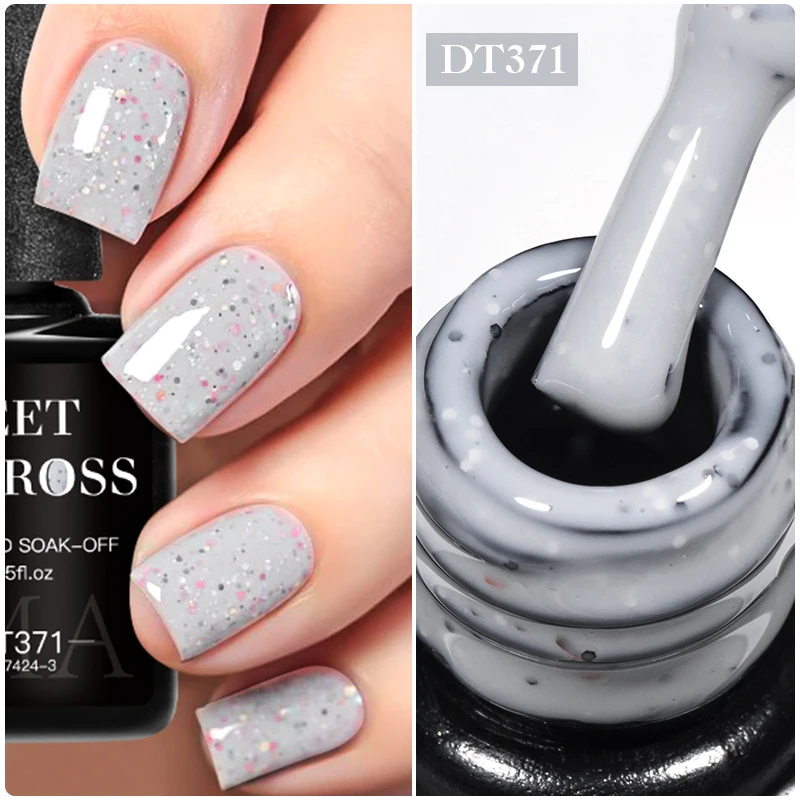 MEET ACROSS 7ml Copo de neve Creme Unha Polonês Gel Glitter Brilhante Soak Off Gel Polonês Semi Permanente Suprimentos para Unhas Design de Verniz