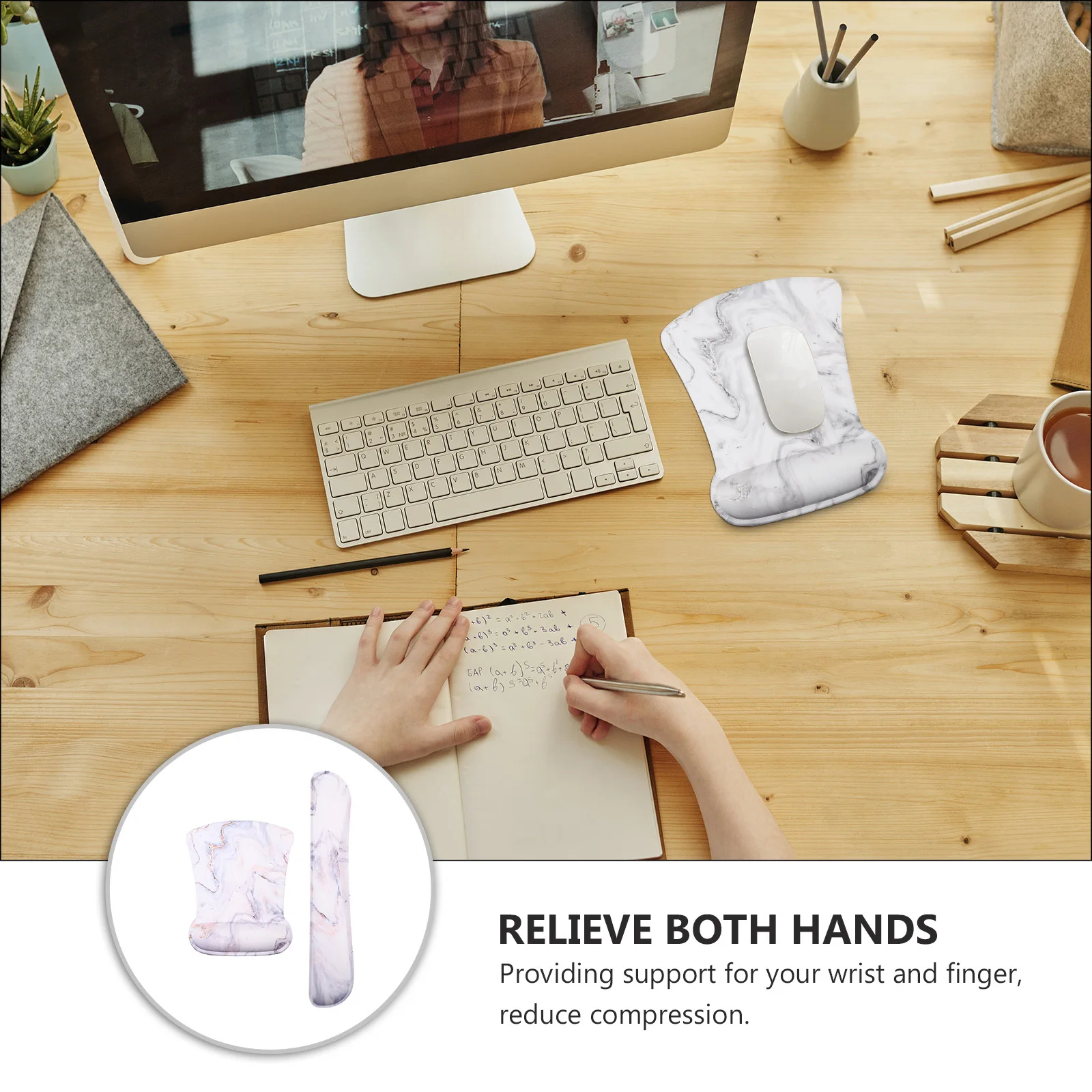 

1Set Mouse Pad Wrist Rest and Keyboard Wrist Rest Set Soft Flexible Comfortable Support for Home Office Computer Laptop Use