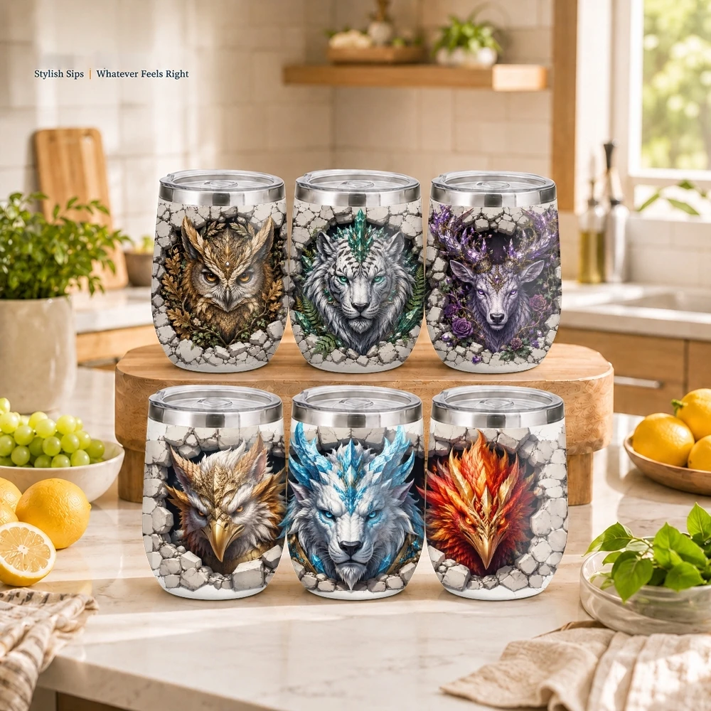 Fantasy Animal Crests Vacuum Flasks 12oz Insulated Stainless Steel Mug with Lid Double Wall Vacuum Drink Coffee Cup Tumbler