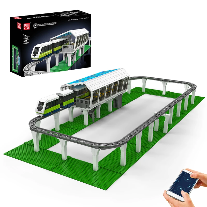 قالب الملك 12040 ألعاب السيارات التقنية RC الإيطالية ماركوني اكسبرس قطار السكك الحديدية الخفيفة بنة الطوب الاطفال هدية الكريسماس