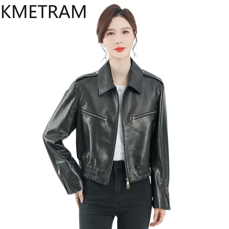 100% Sheepskin Real Leather Jacket for Women High Quality Cropped Jackets Winter Clothes 2024 Black Outerwears дубленка женская