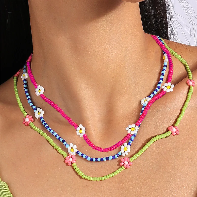 Aihua Böhmen Bunte Blume Rocailles Halskette Für Frauen Kinder Freundschaft Halskette Sommer Strand Party Schmuck Geschenke – Detail 13