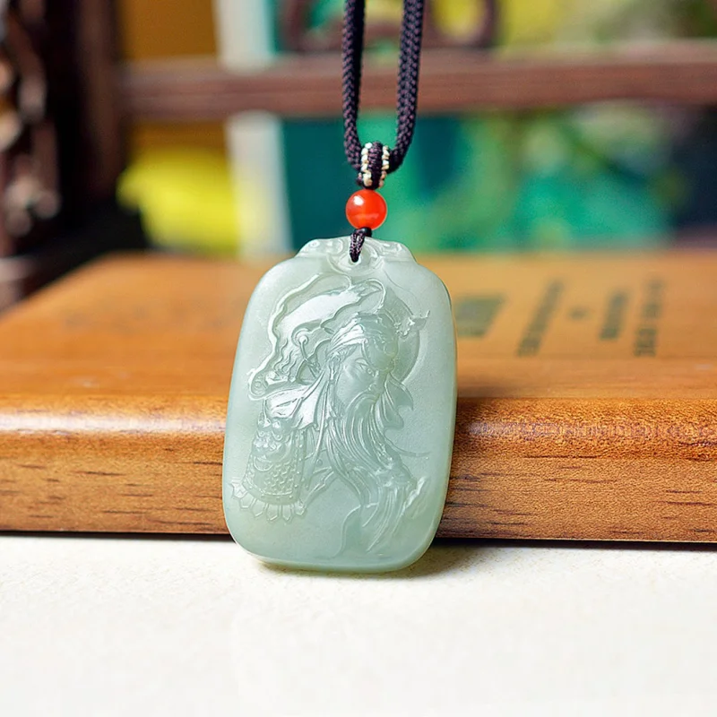 رائعة Hetian اليشم تشينغهاي المواد قوان يو قلادة #2