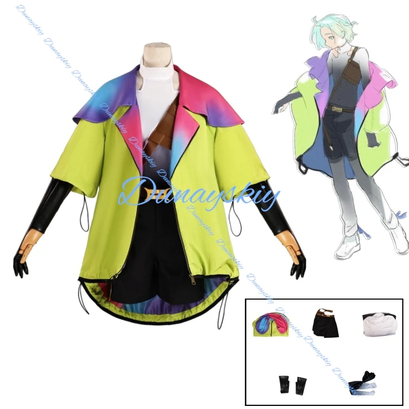 

Аниме игра Gnosia Юрий косплей костюм парик зеленая куртка шорты комплект Хэллоуин Рождество ролевая игра экспо одежда женский новый наряд