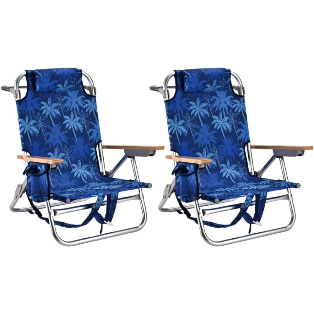 

Backpack Beach Chairs for Adults Capacity 300 LBS Low 5 Position Beach Chair with Pouch Straps Folding Lightweight Reclining