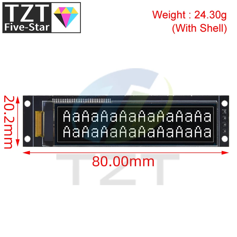 TZT 2.26 Inch 4PIN White OLED Screen Module IPS 1602 Character OLED Screen KS0066 Drive IC IIC Interface 3.3V For Arduino