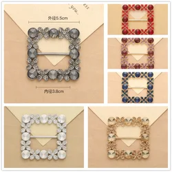 1 X Square Rhinestone Crystal Buckle Fit With Wedding Ribbon