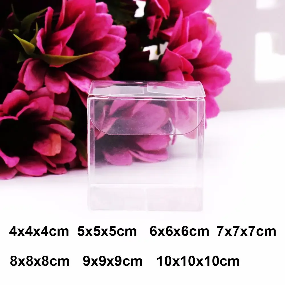 10Pcs Plastic Square Clear Candy Gift Box Chocolate Candy Boxes Jewelry Storage Boxs Wedding Christmas Packaging Gift Boxs