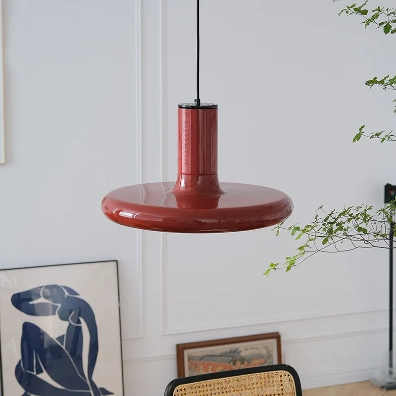 

Danish Nordic Red Frisbee Pendant, Simple Living Room Dining Room, Colorful Vintage Vintage Bar Decoration Pendant
