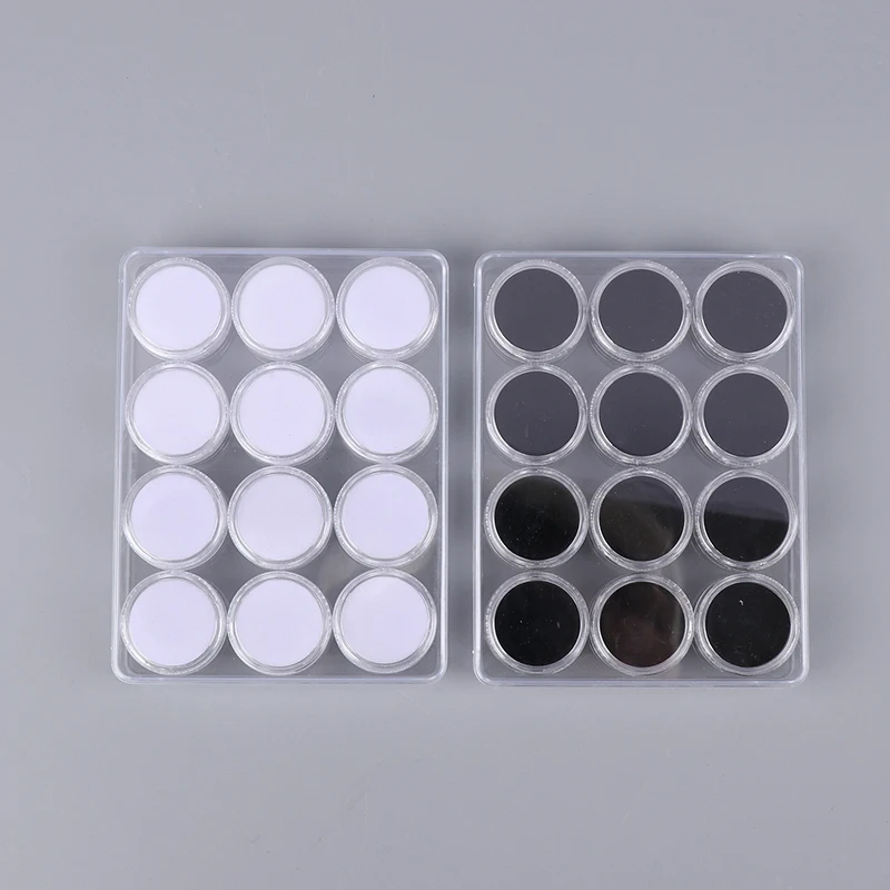 1Set/12 PCS Acrylic Round Gemstone Display Collection Storage Box Jewelry Gems Loose Diamond Container Organizer Case With Lid