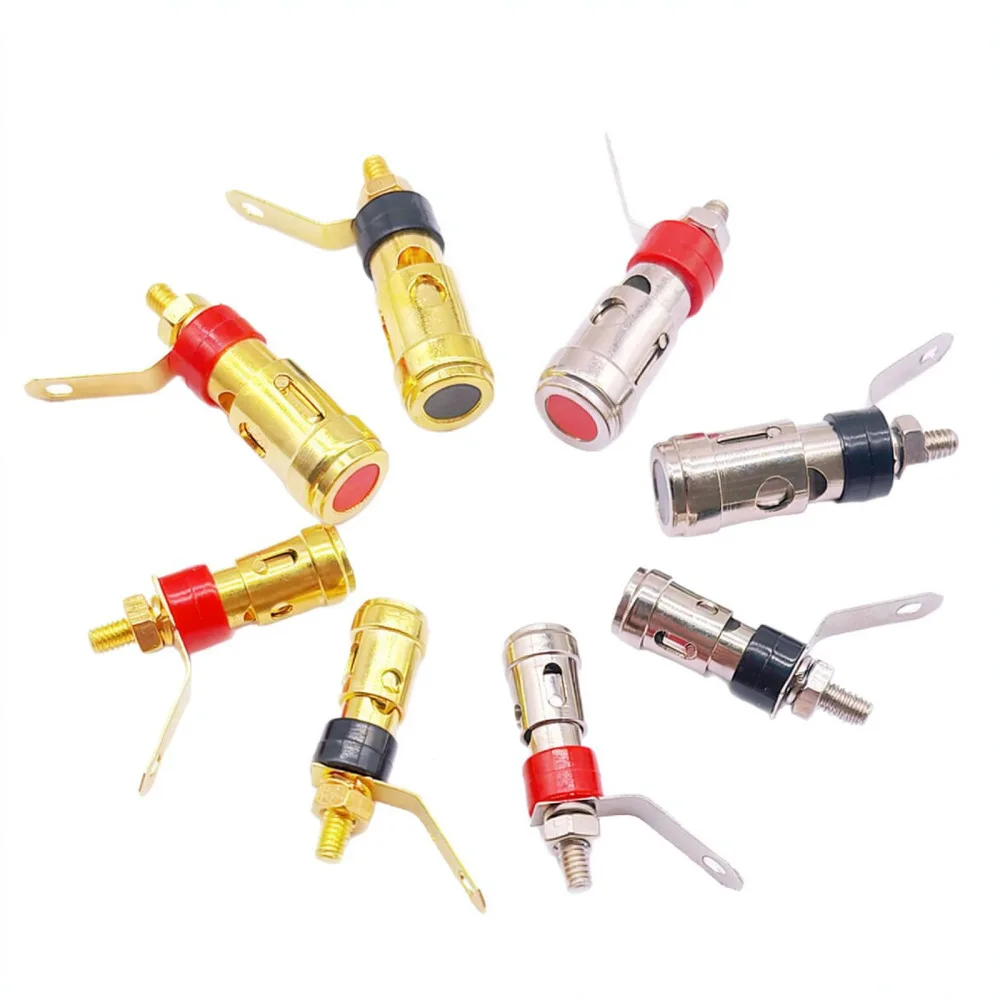 Gold Plated Push Type Terminal Block Spring Loaded Connector For Speaker Audio Amplifier Wire Clamp Sound Accessory