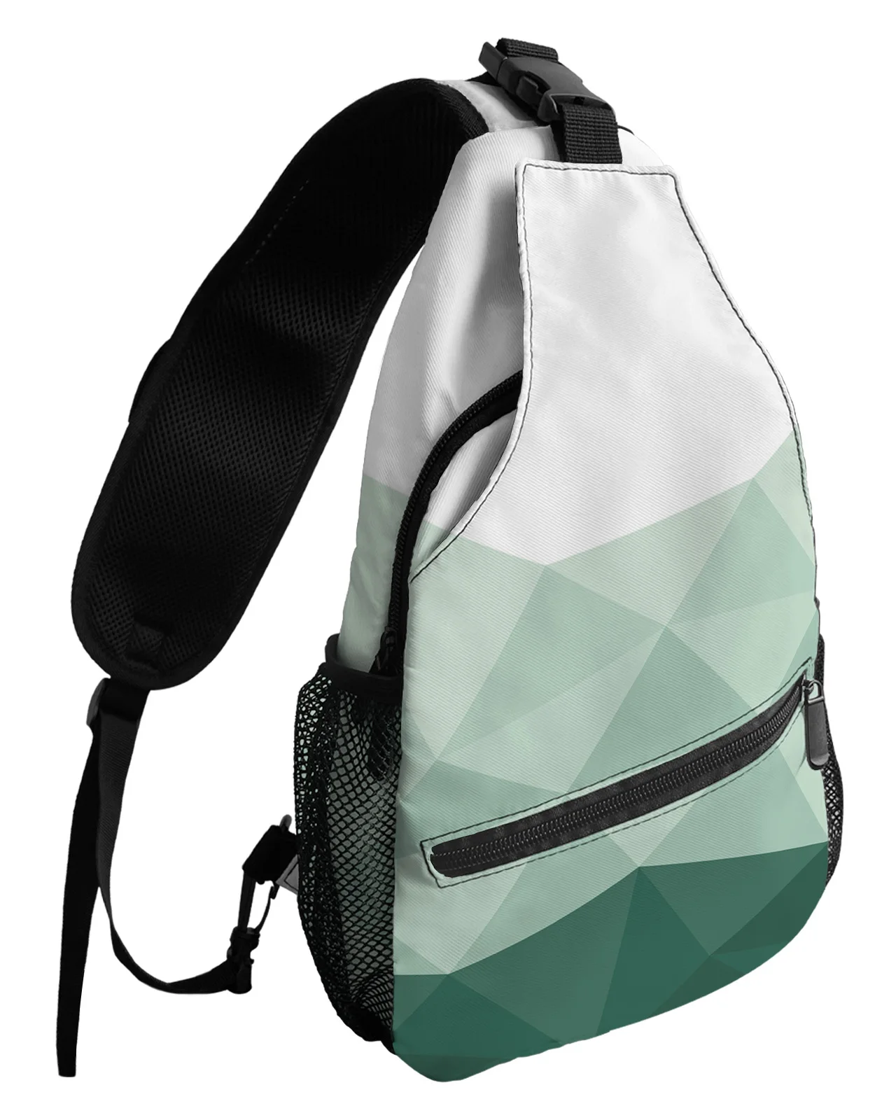 Geometric Green Triangle Chest Bag for Men Casual Sports Shoulder Bag Women's Travel Waterproof Messenger Bag