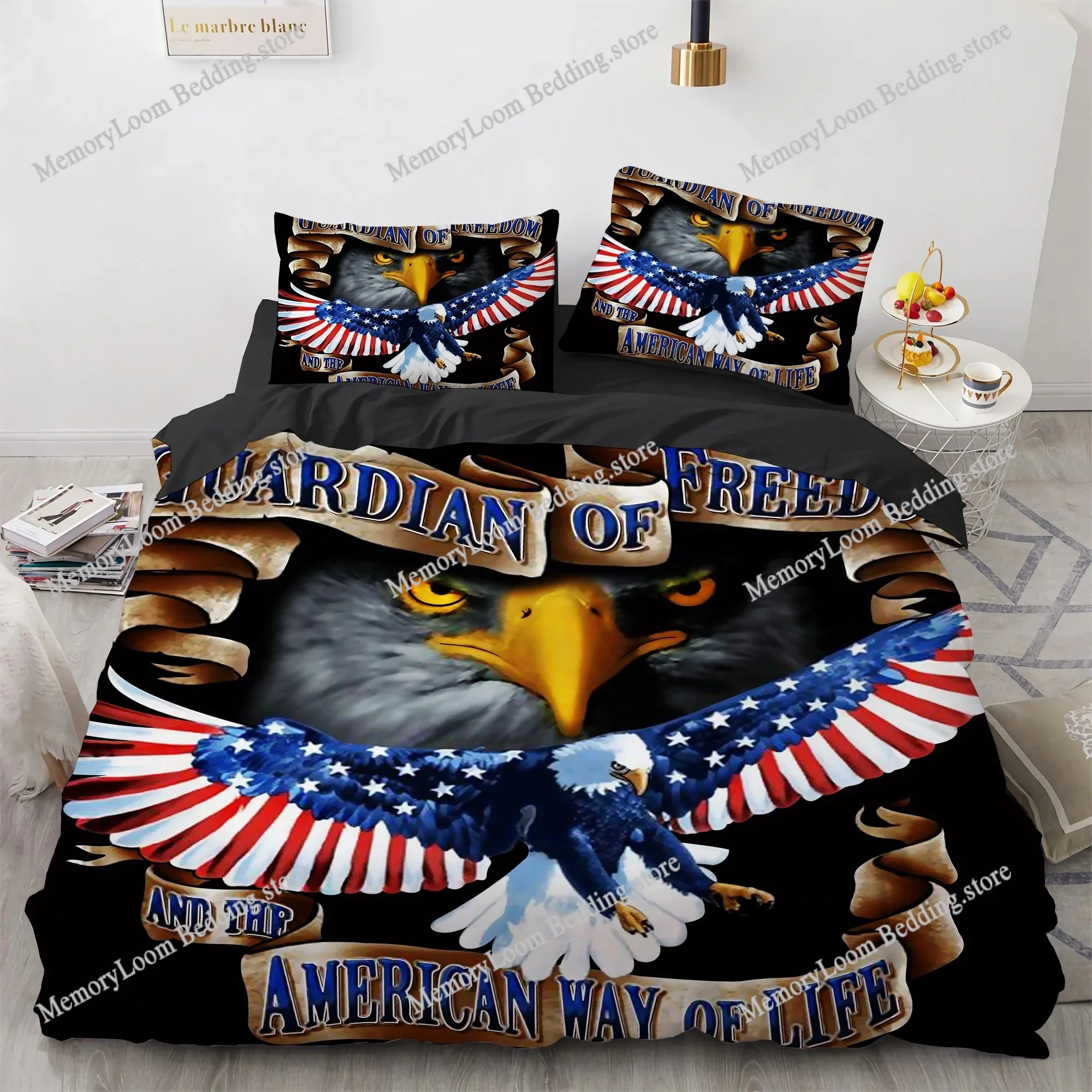 

National Flag Duvet Cover Set King Size Creative American Flag Bedding Set for Teen Adults Microfiber Quilt Cover Retro Bed Sets