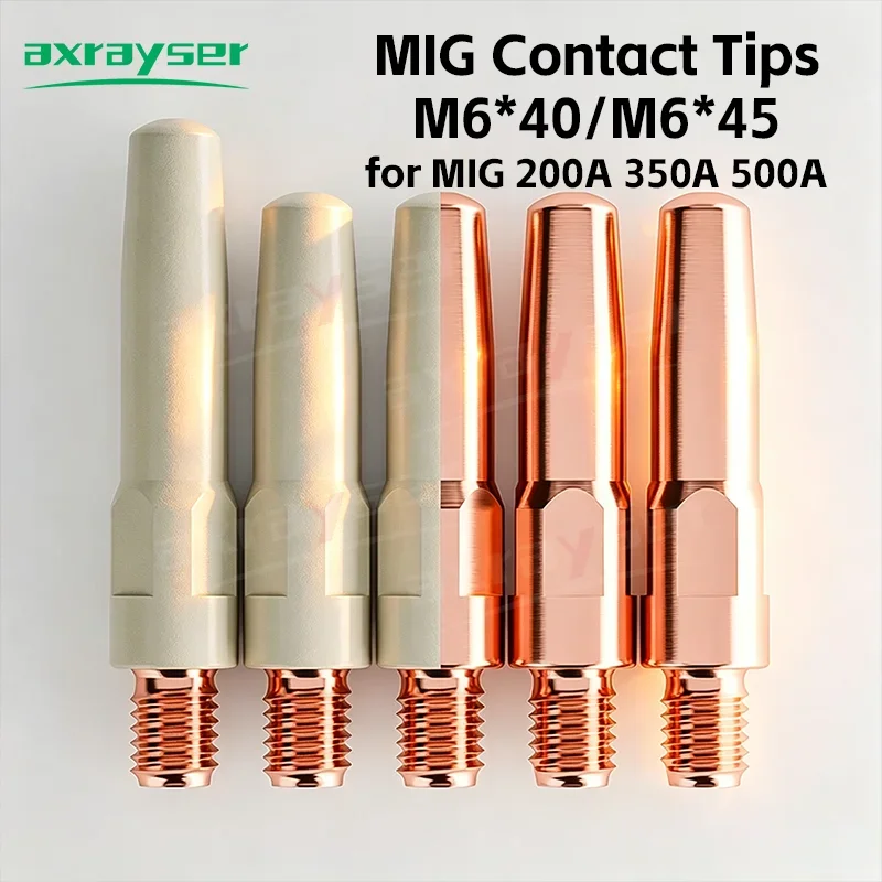 10Pcs/Lot Anti Slag Welding Wire Feeding Tips Coated Welding Torch Nozzle 200A 350A 500A MIG MAG Tips M6x45 40 Guide Wire Nozzle
